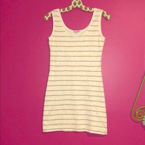 LIKE NEW LACEY BODY CON BROWN CREAM AND TAN STRIPE